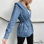 Hooded Autumn Winter Lapel Loose Open Front Chic Stylish Elegant Fashionable Versatile Short Women's Jacket