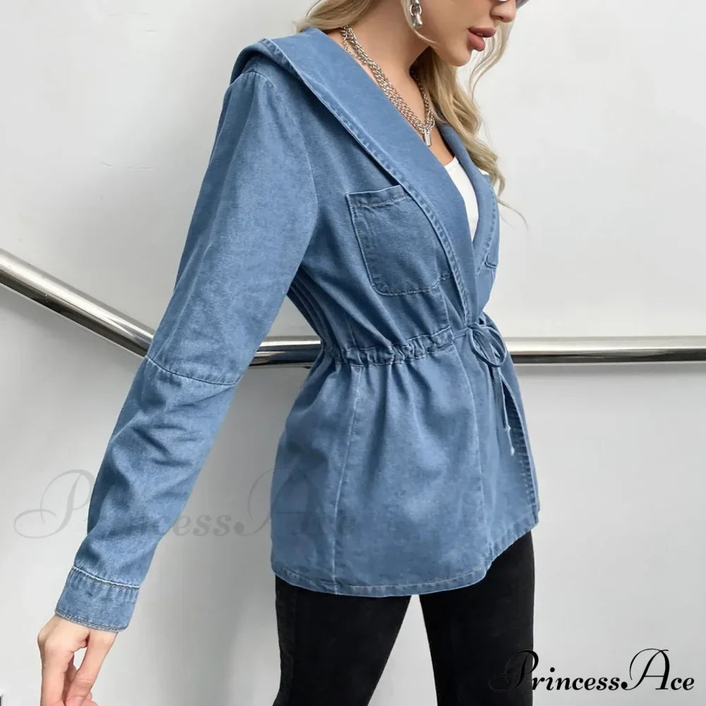 Hooded Autumn Winter Lapel Loose Open Front Chic Stylish Elegant Fashionable Versatile Short Women's Jacket