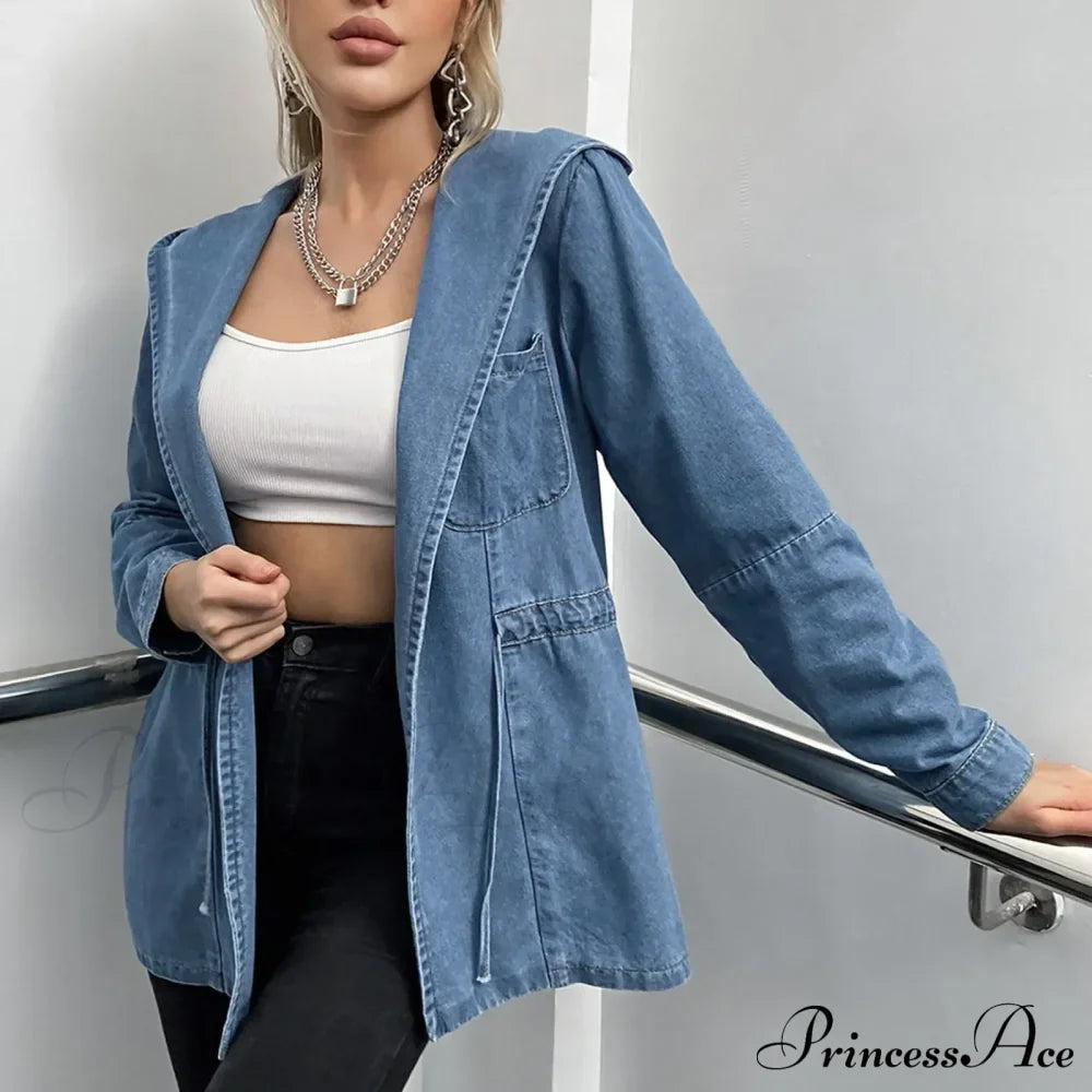 Hooded Autumn Winter Lapel Loose Open Front Chic Stylish Elegant Fashionable Versatile Short Women's Jacket