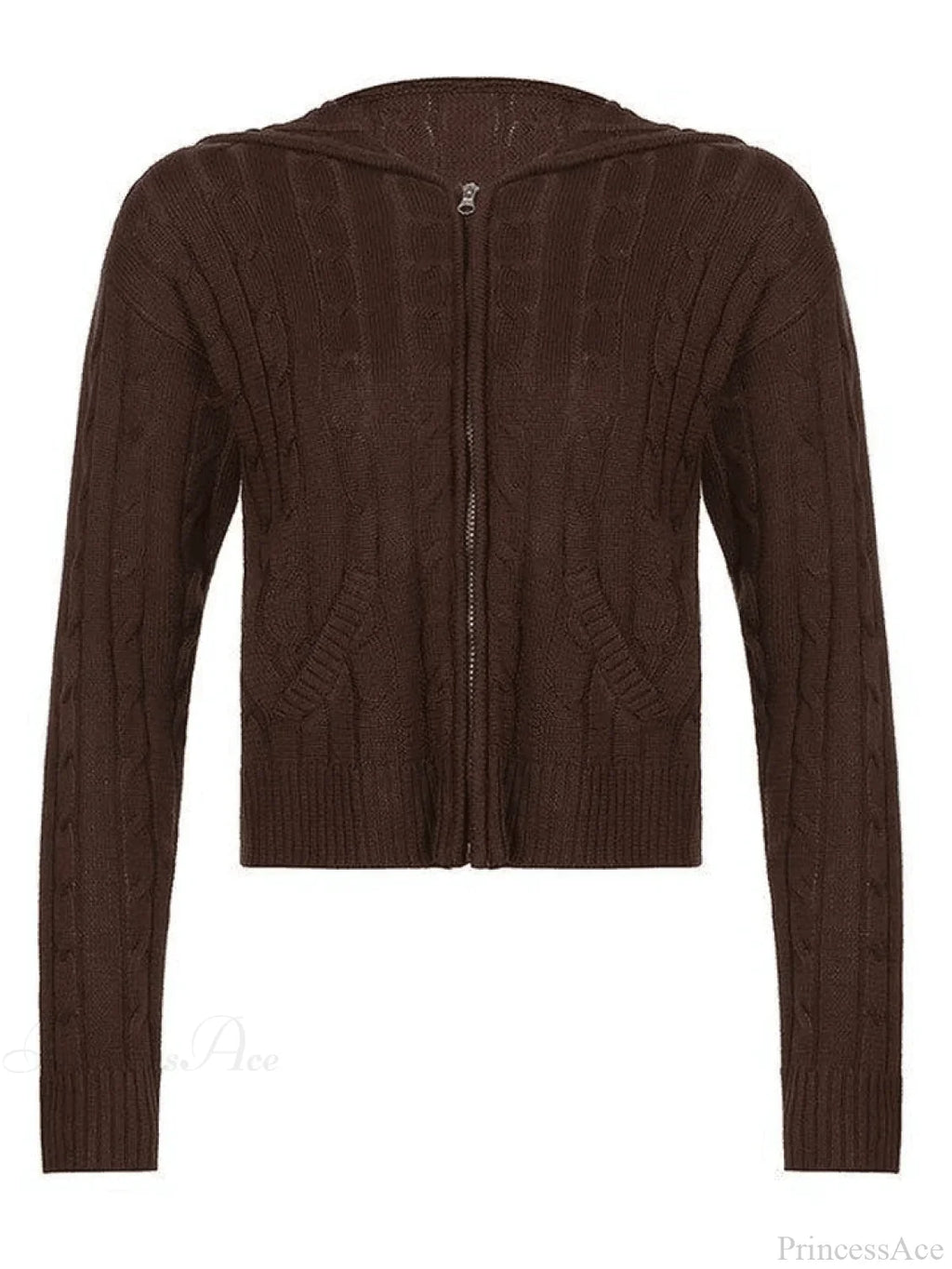 Hooded Button Graceful Front Knit Cardigan