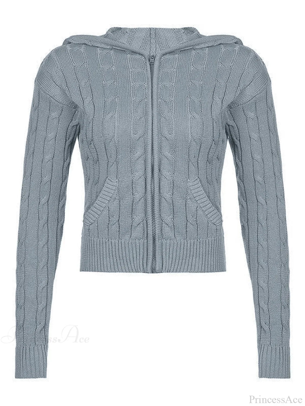 Hooded Button Graceful Front Knit Cardigan