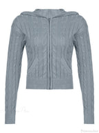 Hooded Button Graceful Front Knit Cardigan