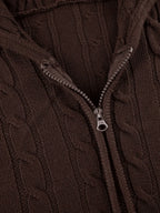 Hooded Button Graceful Front Knit Cardigan