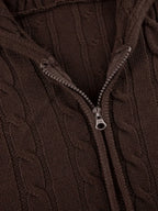 Hooded Button Graceful Front Knit Cardigan