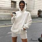 Hooded Sweatshirt Biker Short Modern Matching Set - Army Green