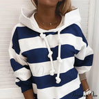 Hoodie Striped Women's Casual Pullover Sweatshirt