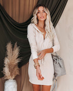 Hope Half Zip Hooded Knit Dress Oatmeal