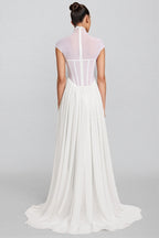 Mishatp White Semi Sheer Chiffon Maxi Dress