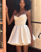 Solid Fit And Flare Spaghetti Strap Mini Dress