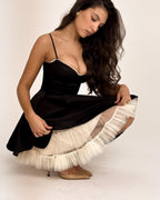 Solid Fit And Flare Spaghetti Strap Mini Dress