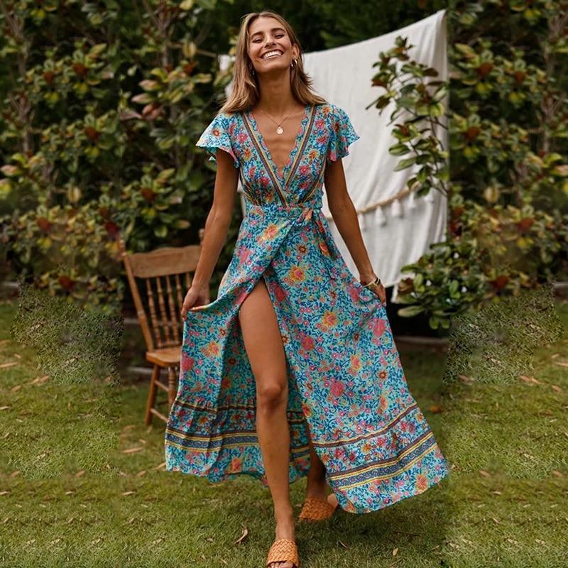 Vanesa Chic Maxi Dress with a High Slit Statement Occasion Edit