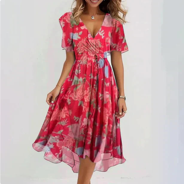Genoveva Elevated Women's V Neck Dress Statement Occasion Edit