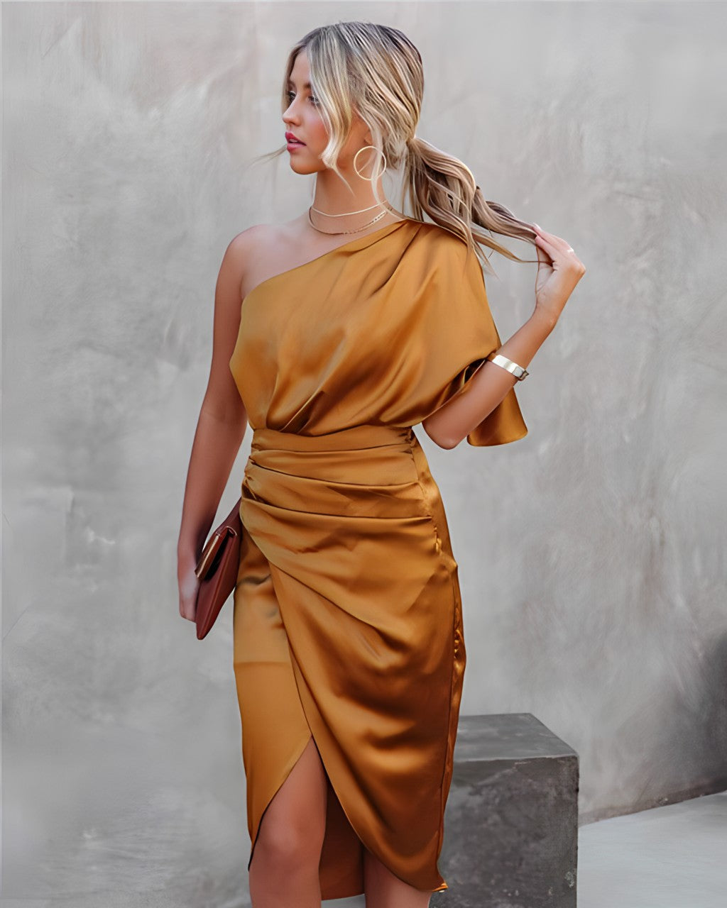 Alta Elevated Cocktail Dress with One Shoulder Premium Wardrobe Essential