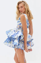 Paula Premium Floral Print One Shoulder Chiffon Mini Dress Everyday Luxe Edit