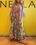 Guillermina Aesthetic Floral Dress with Bell Sleeves Premium Wardrobe Essential