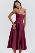 Milagros Premium Sleeveless Midi Dress with a Corset Fit Elevated Occasion Wear