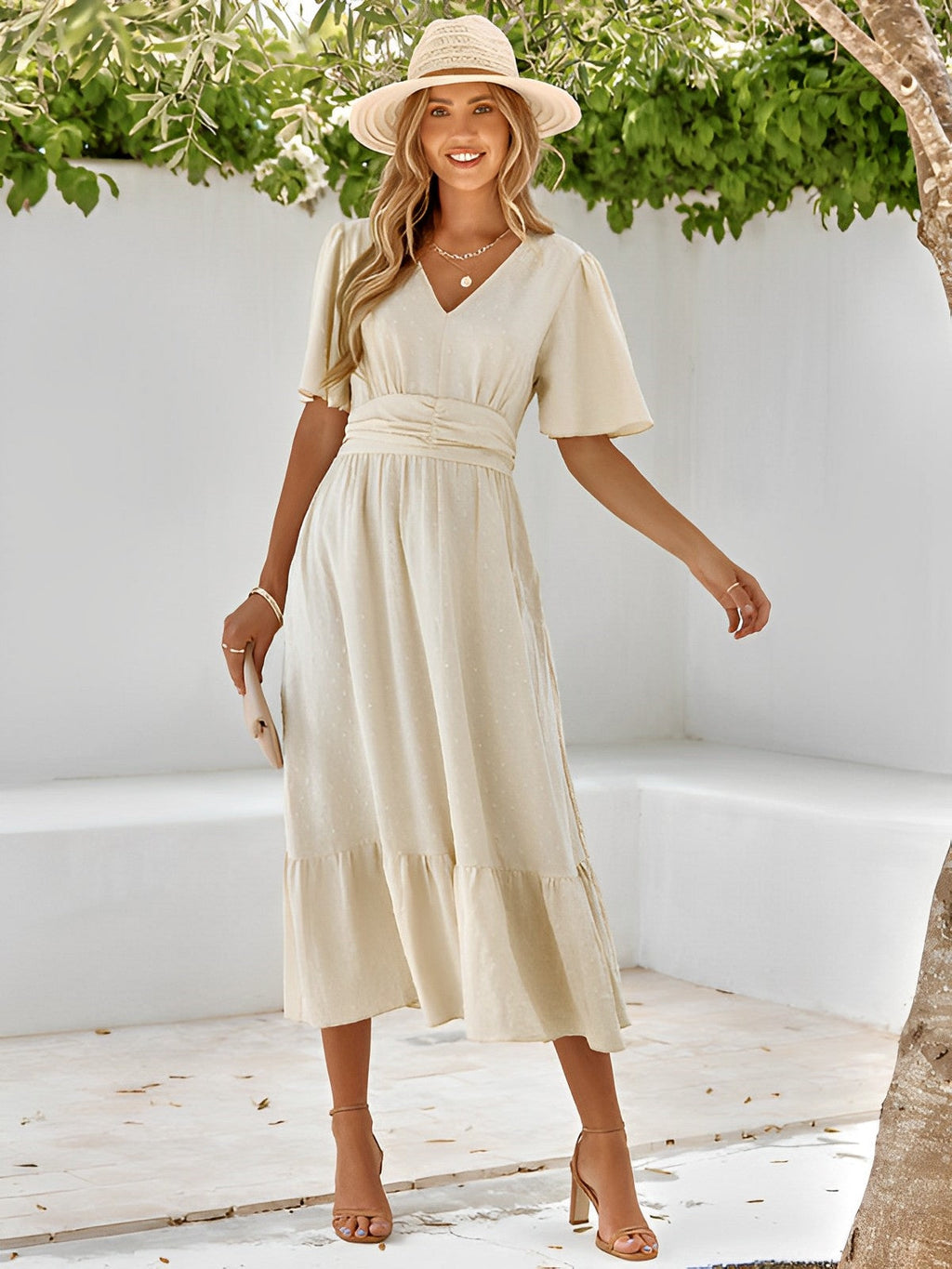 Olga Premium Belted Wrap Layered Maxi Dress Elevated Occasion Wear