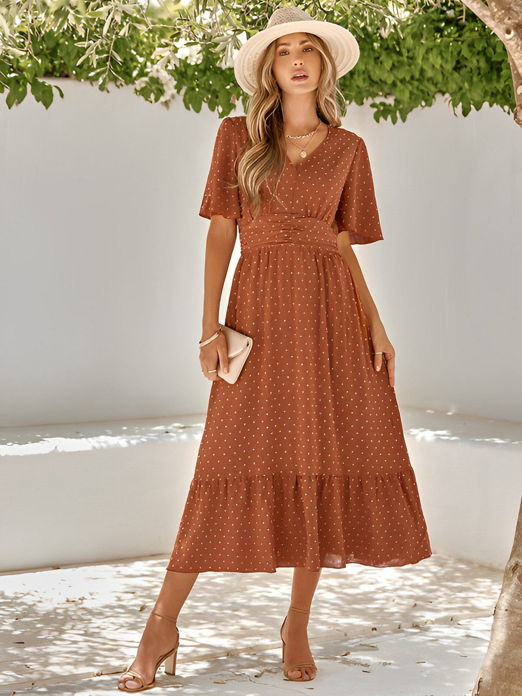 Olga Premium Belted Wrap Layered Maxi Dress Elevated Occasion Wear