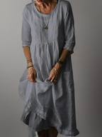 Yoselin Statement Maxi Dress with a Loose Crew Neck Chic Silhouette Collection