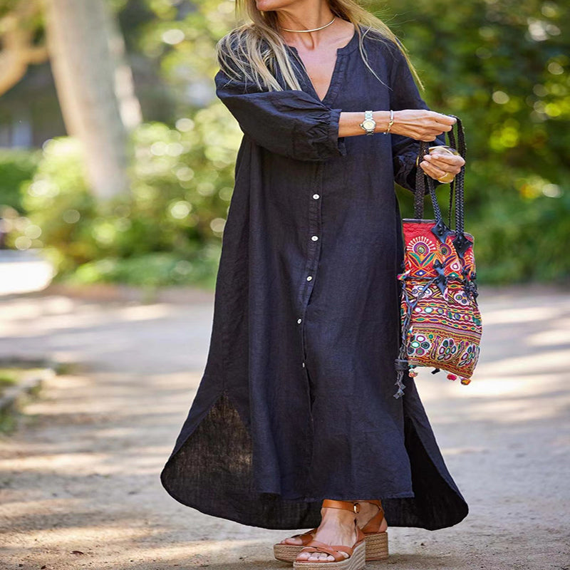 Johana Effortless Long Dress with V Neck Boutique Collection