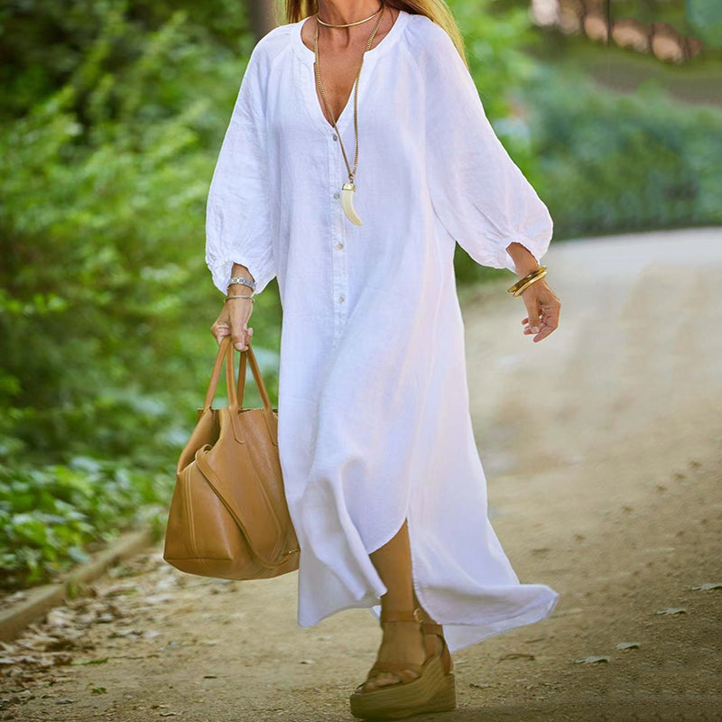 Johana Effortless Long Dress with V Neck Boutique Collection