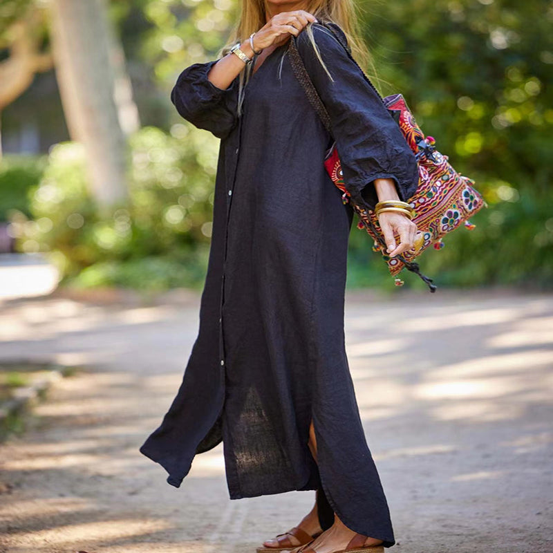 Johana Effortless Long Dress with V Neck Boutique Collection