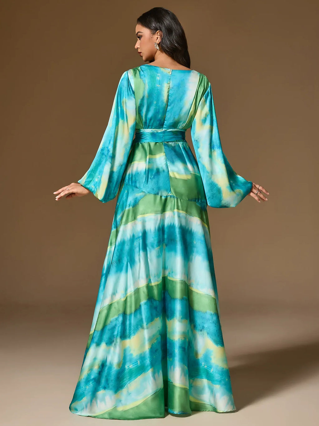Halterneck Printed Ruffle Maxi Dress