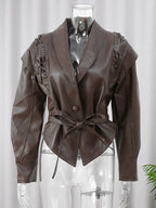 Mishika Crinkled Faux Leather Jacket