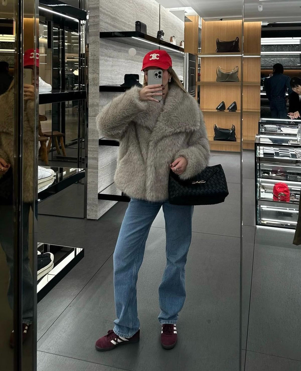 Asuna Faux Fur Jacket in Light Grey