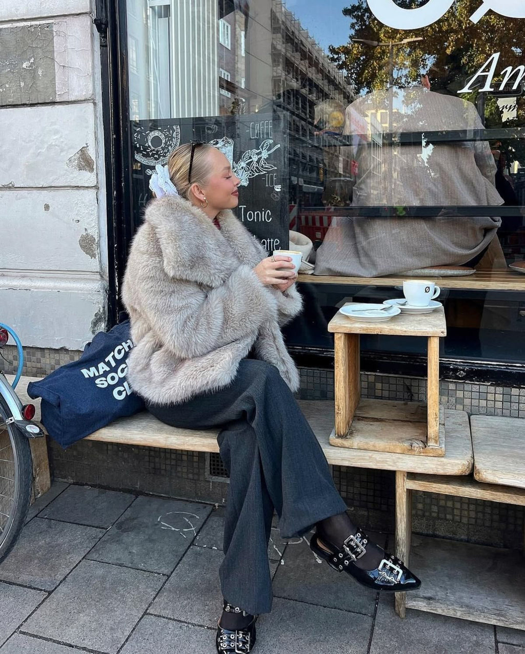 Asuna Faux Fur Jacket in Light Grey