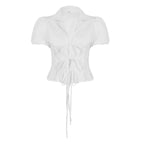 Samaria Lace Tie-Front Crop Top