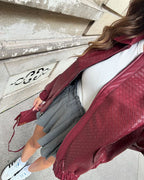 Catalyna Burgundy Faux Leather Jacket