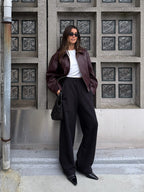 Muriel Faux Leather Zip-Up Jacket