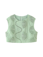 Alaura Green Embroidered Skirt Set