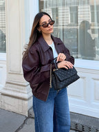 Muriel Faux Leather Zip-Up Jacket