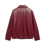 Catalyna Burgundy Faux Leather Jacket