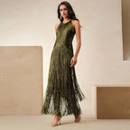 Quelr Halterneck Fringe Midi Dress