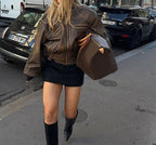 Martina Distressed Aviator Jacket