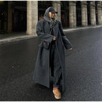 Kassidee Striped Lapel Long Coat
