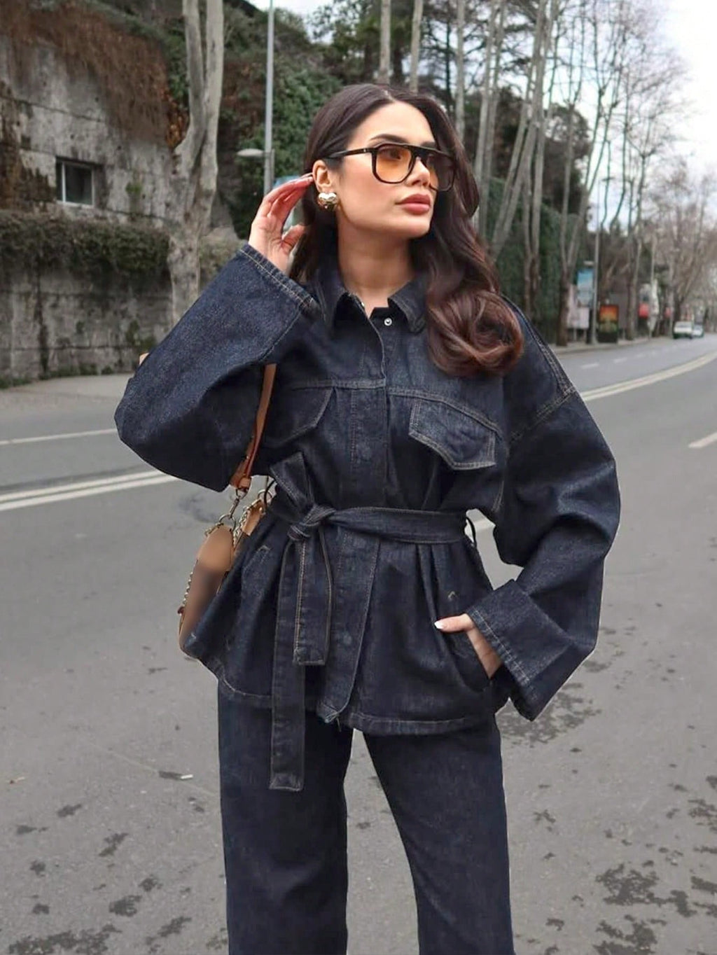 Lexie Belted Denim Jacket