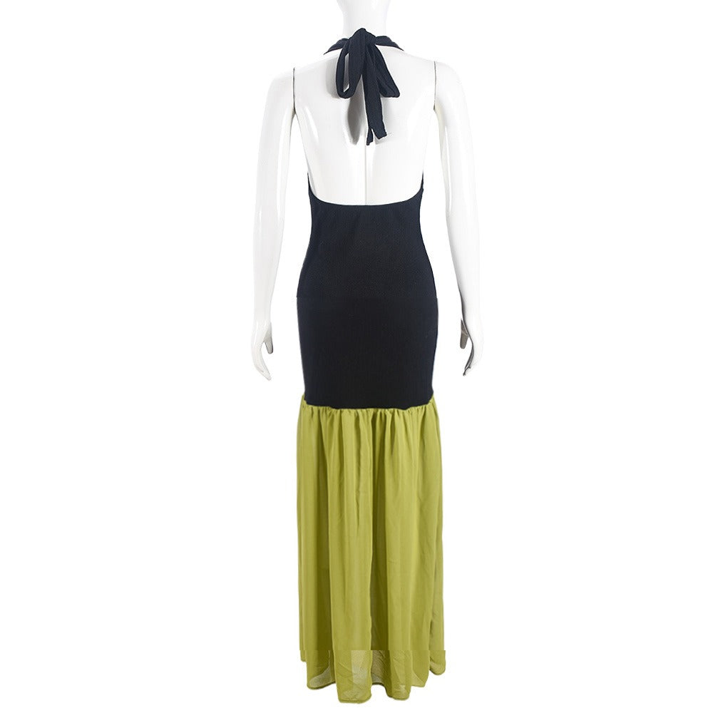 Mairead Spliced Split-Neck Maxi Dress