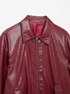 Catalyna Burgundy Faux Leather Jacket