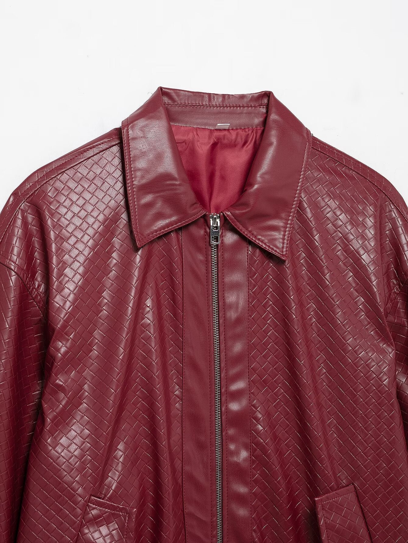 Catalyna Burgundy Faux Leather Jacket