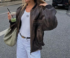 Martina Distressed Aviator Jacket