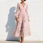 Finloe Belted Leaf Floral Print Maxi Dress