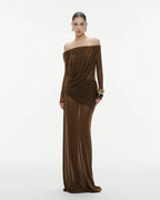 Gaelthis Strapless Ruched Draped Maxi Dress