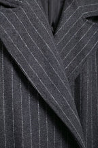 Kassidee Striped Lapel Long Coat