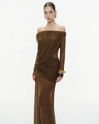 Gaelthis Strapless Ruched Draped Maxi Dress