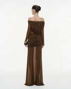 Gaelthis Strapless Ruched Draped Maxi Dress