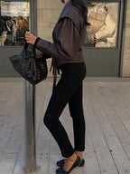 Mishika Crinkled Faux Leather Jacket